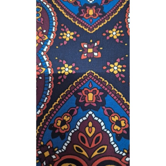 MSK Womens Southwest Paisley Boho Shift Dress Blue Red Bell Sleeve Lace Trim L - Picture 7 of 7